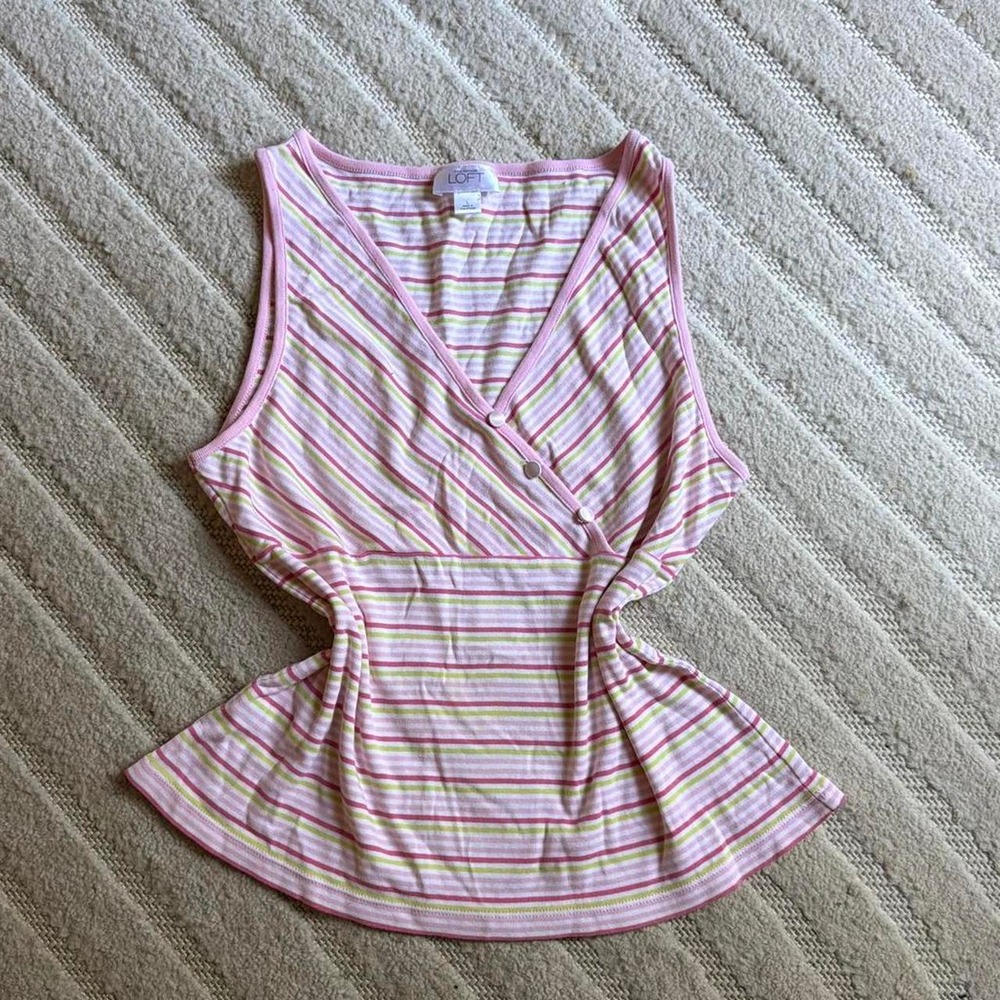 VTG Y2K Ann Taylor LOFT wrap peplum top size L preppy coquette Baddie